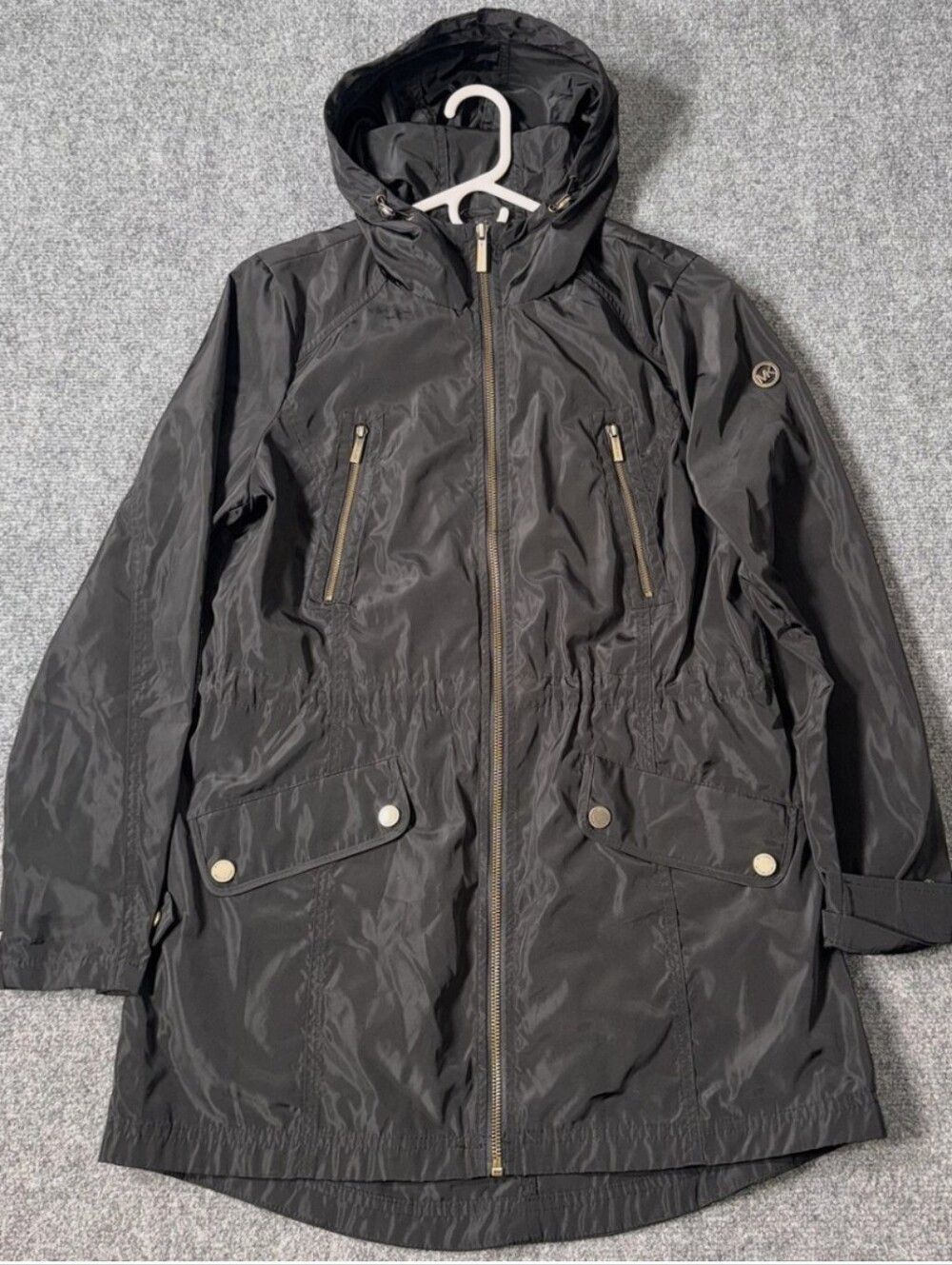 Michael KORS: Black Hooded Lightweight Anorak Jacket SIZE SMALL